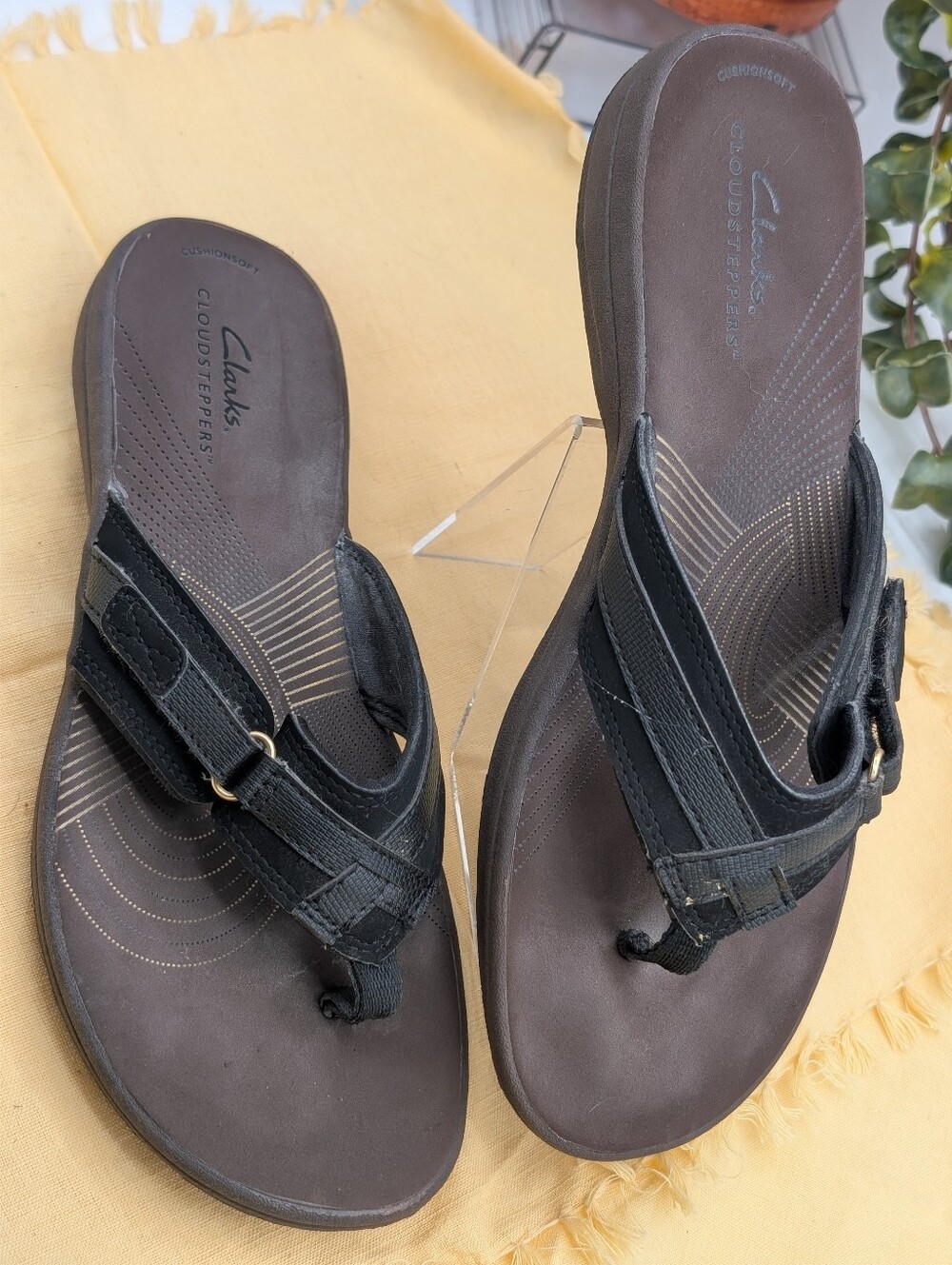 Clarks Comfort Walking Sandals Black Adjustable Strap Cushion Cloudsteppers 8